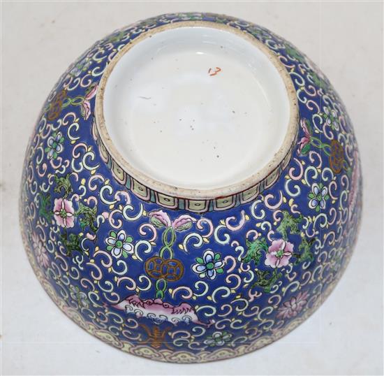 A Chinese famille rose enamelled porcelain bowl, mid 20th century, diameter 26cm